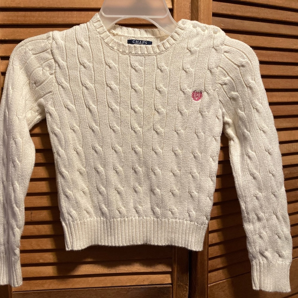 Chaps Cream Cable Knit Crewneck Sweater